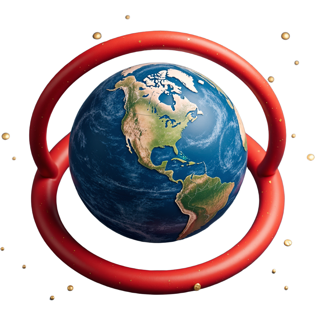 Realistic Marble Earth with Red Circle of Constellations